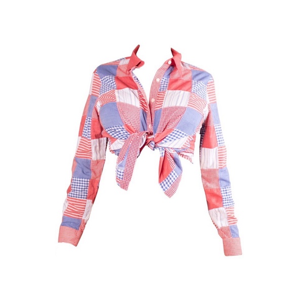 Vintage Red And Blue Western Style Buttondown - Picture 3 of 4